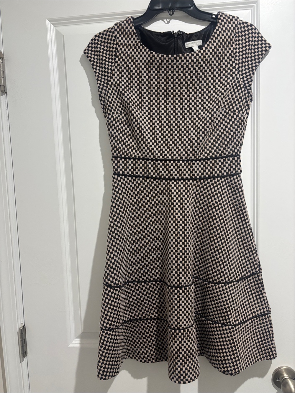 Women's Black and Pink Fit & Flare Dress